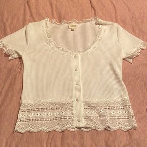 White lace trim top